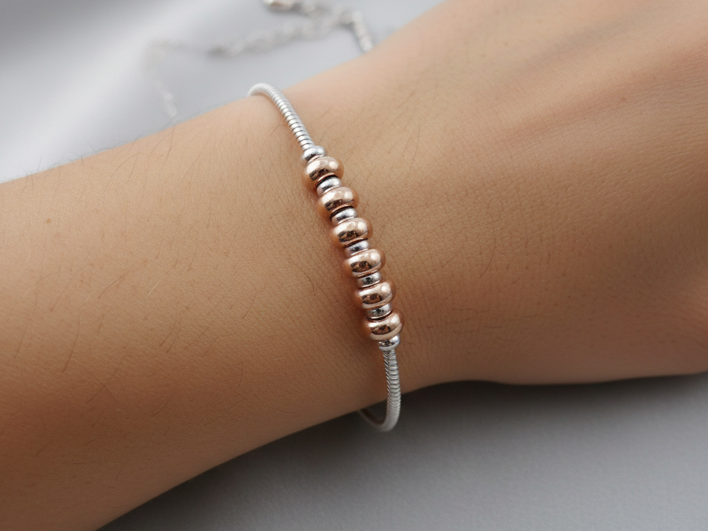 Silver with Rose Gold Plate Bracelet.