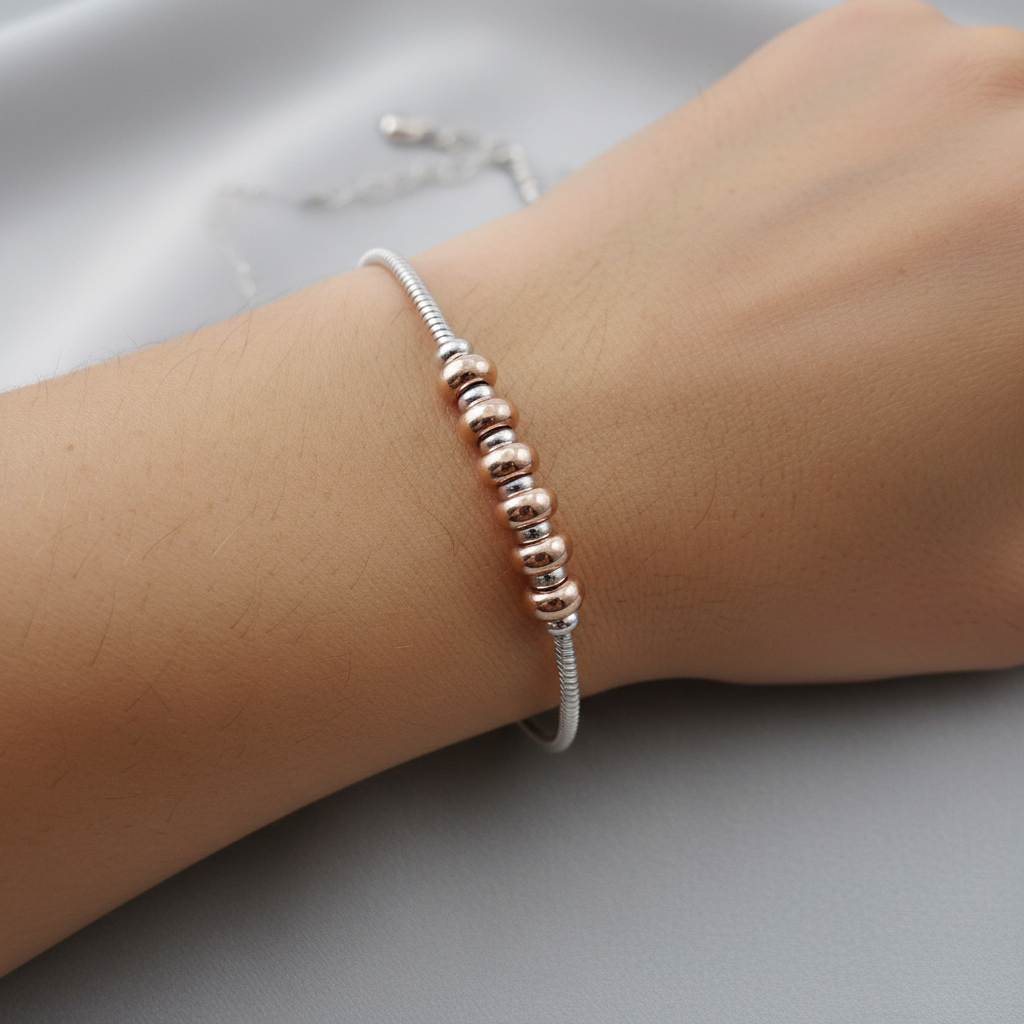Silver with Rose Gold Plate Bracelet.