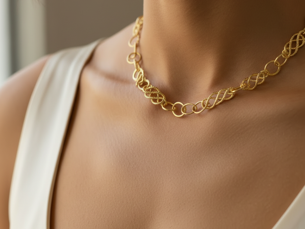 A Gold Plated Silver Necklace and Bracelet