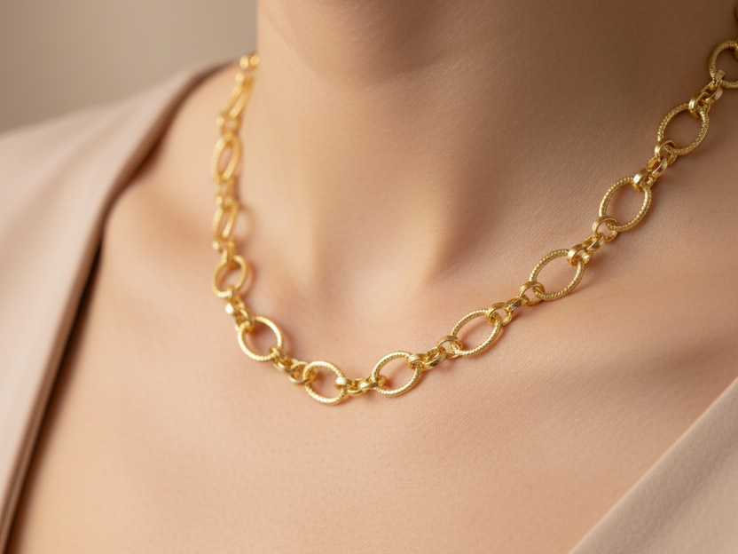 A Gold Plated Silver Necklace and Bracelet