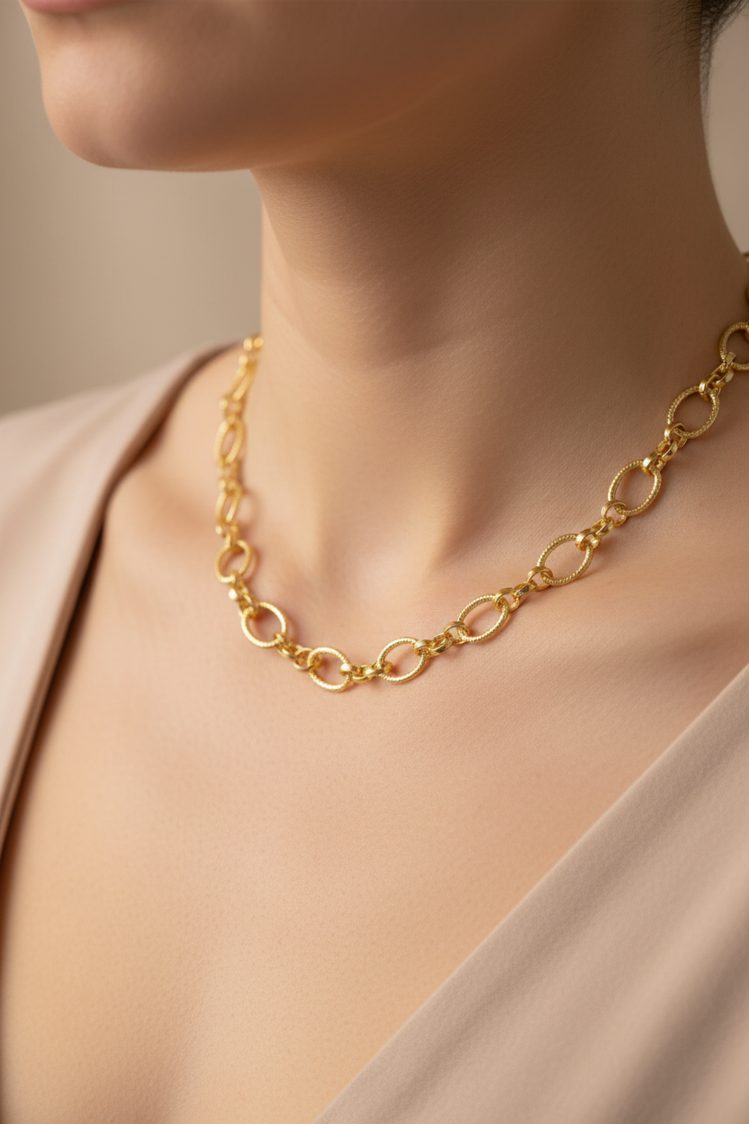 A Gold Plated Silver Necklace and Bracelet