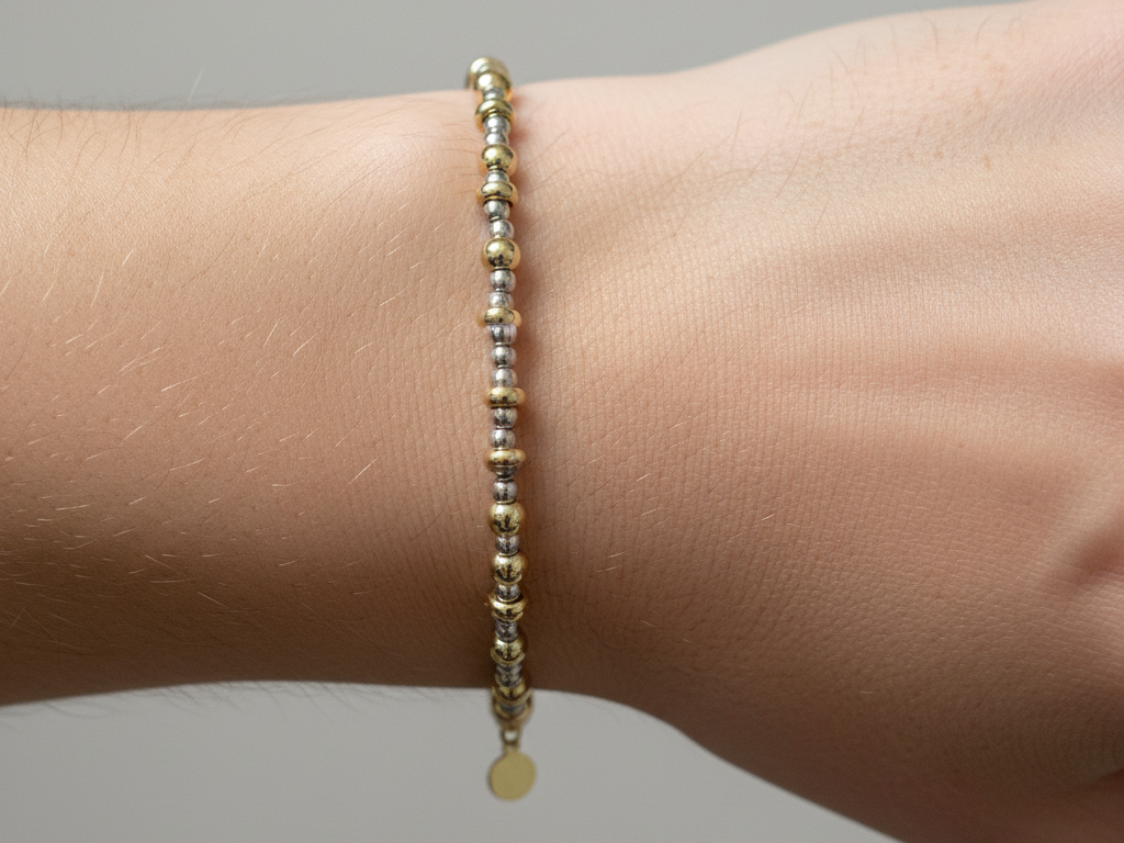 New Yellow Plated on Silver Two Tone Elasticated Bracelet