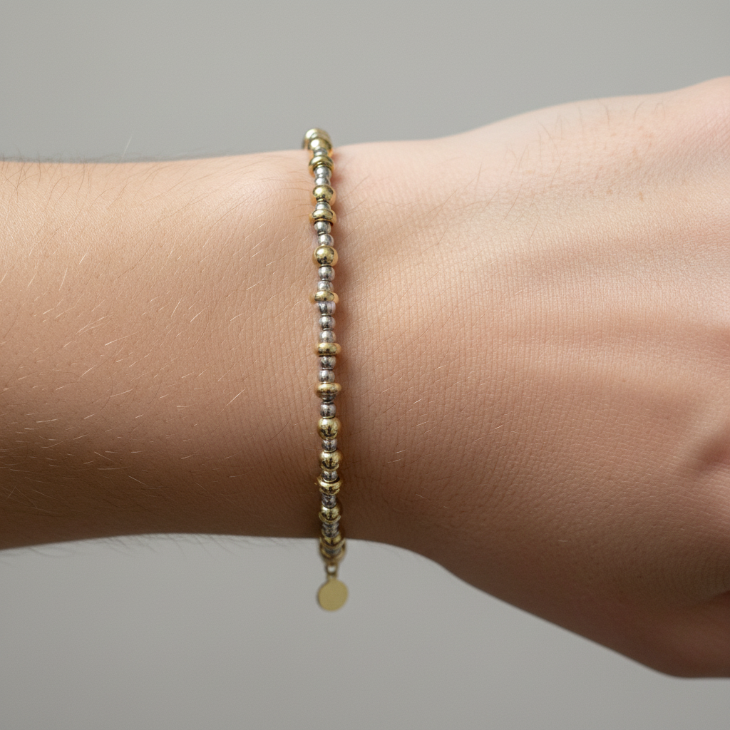 New Yellow Plated on Silver Two Tone Elasticated Bracelet