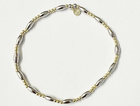 New Yellow Plated on Silver Two Tone Elasticated Bracelet