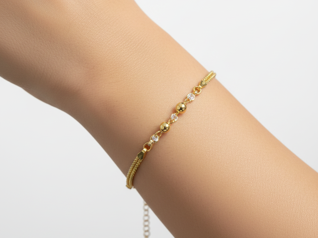 Yellow Plated on Silver Ball Bracelet