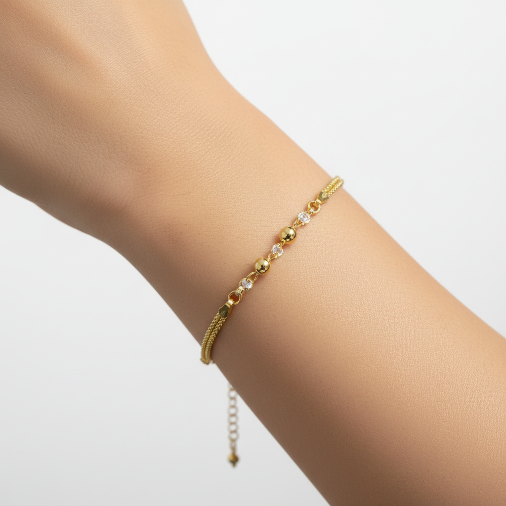 Yellow Plated on Silver Ball Bracelet