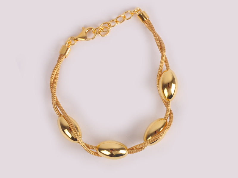 Silver With Yellow Gold Plate Bracelet