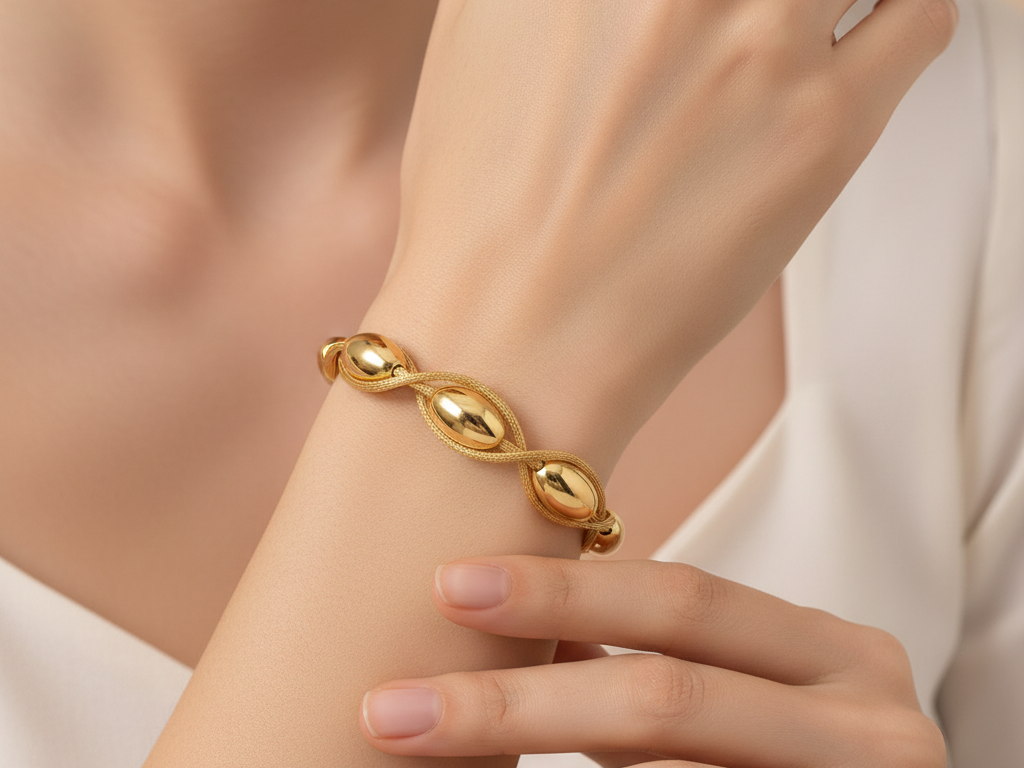 Silver With Yellow Gold Plate Bracelet