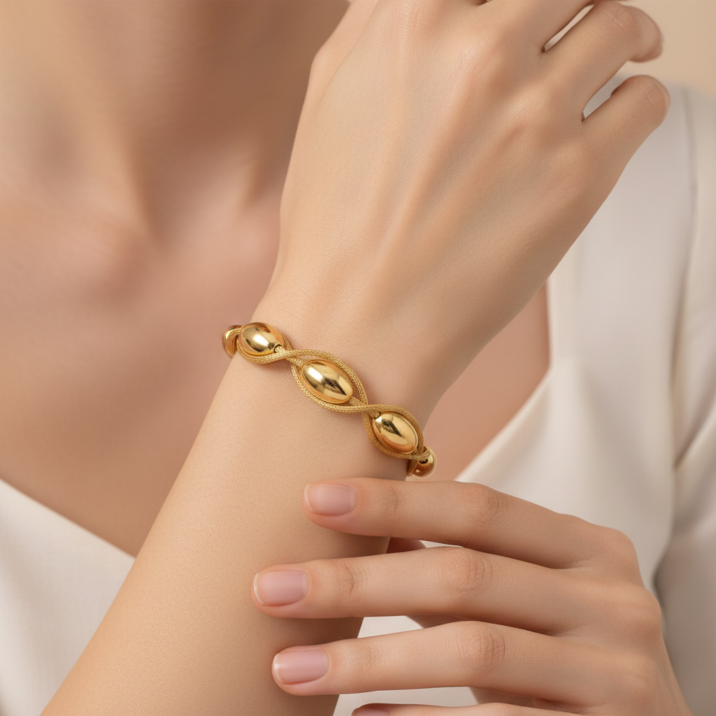 Silver With Yellow Gold Plate Bracelet