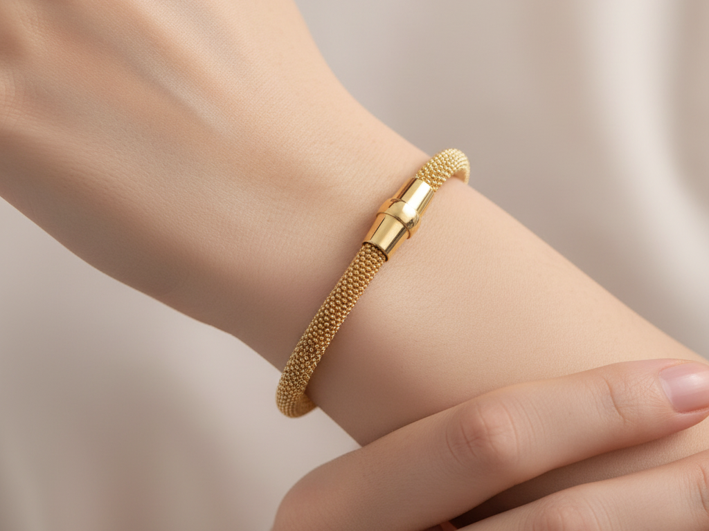 Silver With Yellow Gold Plate Bracelet