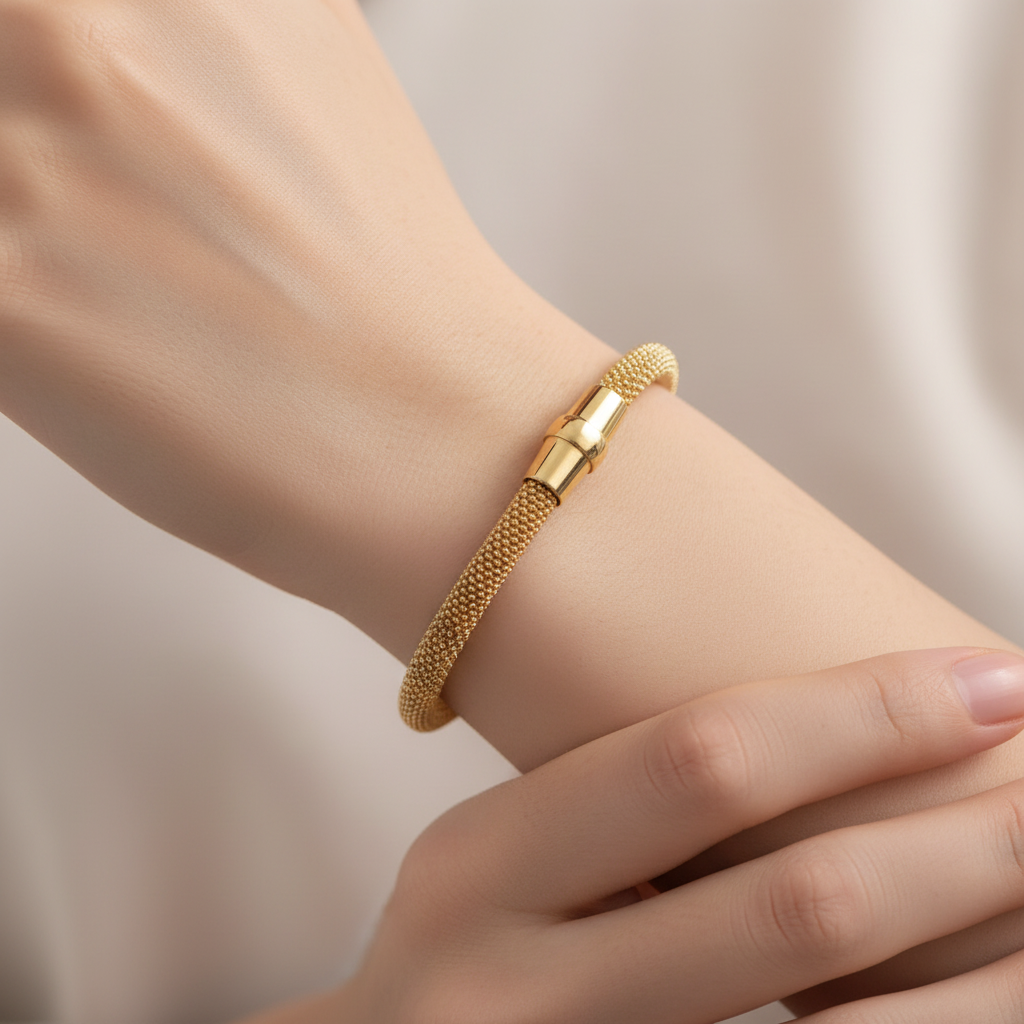 Silver With Yellow Gold Plate Bracelet