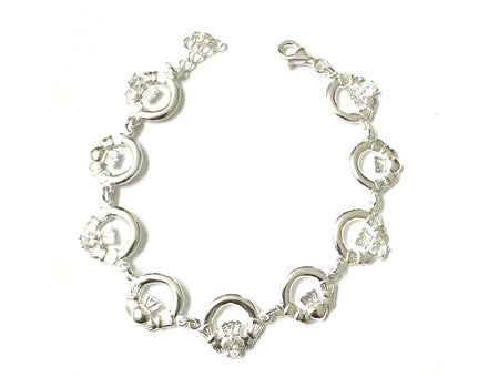 Claddagh Bracelet with Silver and White Cubic Zirconia Stone