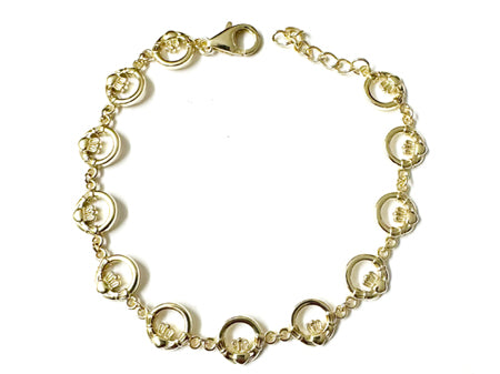 Claddagh Yellow Plated Silver  Bracelet