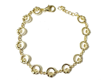 Claddagh Yellow Plated Silver  Bracelet
