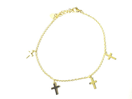 Yellow plated Silver Cross Charm Bracelet