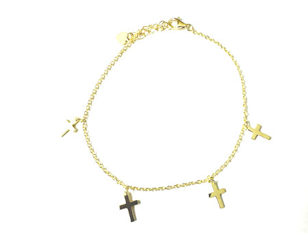 Yellow plated Silver Cross Charm Bracelet