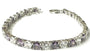 A White And Amethyst Cubic Zirconia Tennis 5mm stone Claw set Silver Bracelet