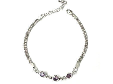 Amethyst Cubic Zirconia Silver Bracelet