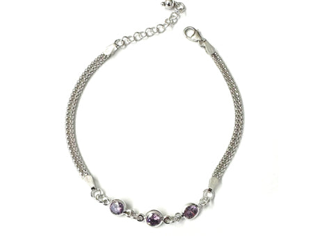 Amethyst Cubic Zirconia Silver Bracelet
