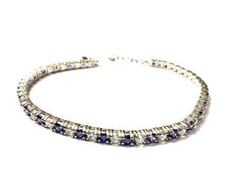 Amethyst Cubic Zirconia Claw Set Tennis Bracelet