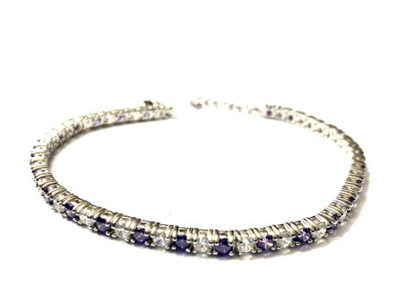 Amethyst Cubic Zirconia Claw Set Tennis Bracelet