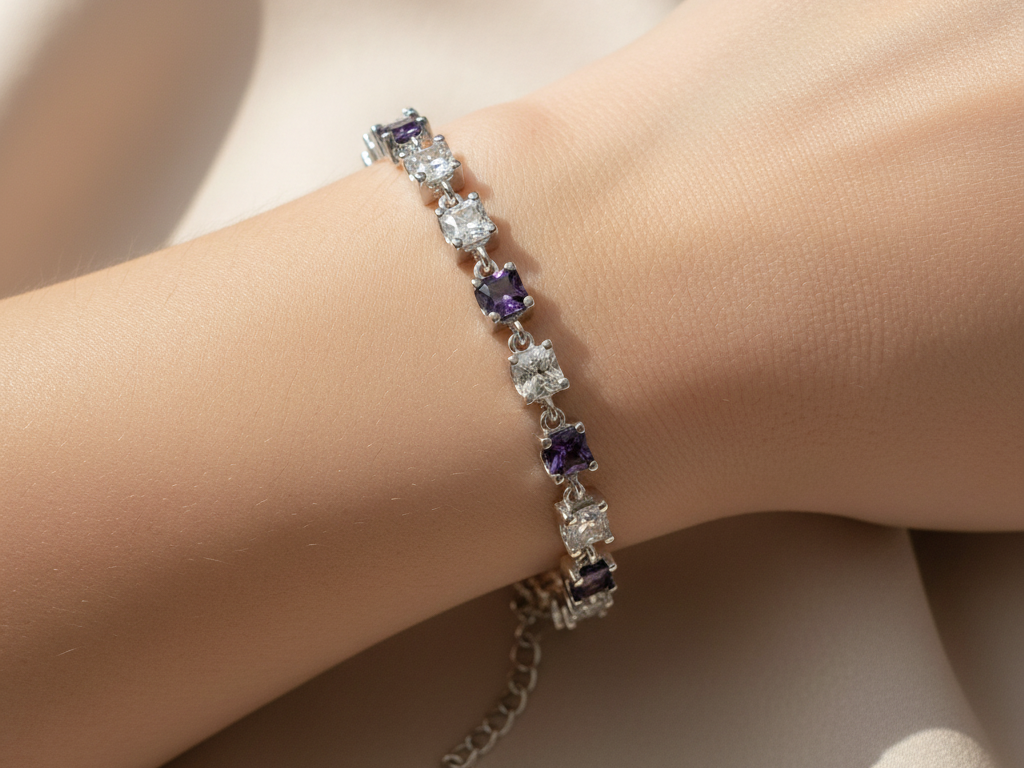 Amethyst Cubic Zirconia  Bracelet