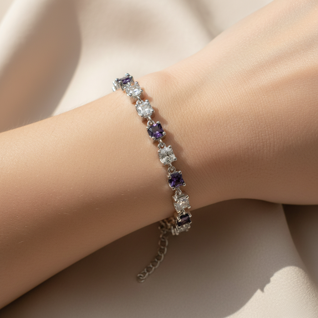 Amethyst Cubic Zirconia  Bracelet
