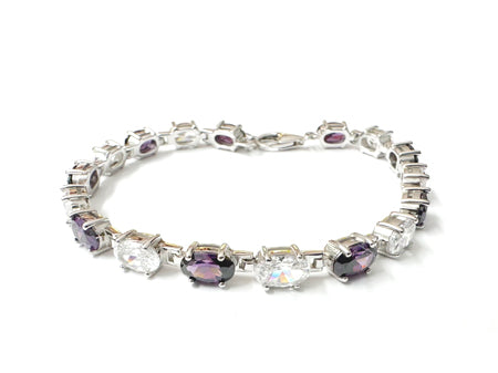 Amethyst And White Cubic Zirconia Silver Bracelet