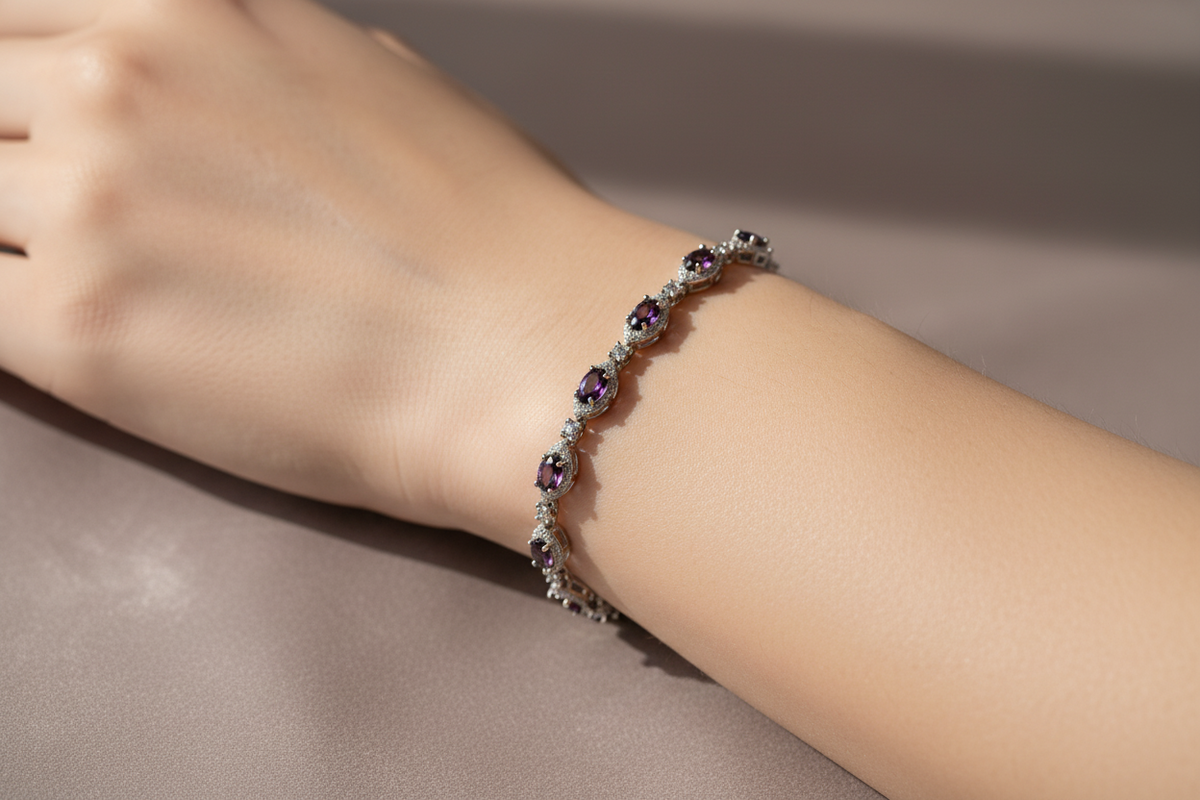Amethyst Cubic Zirconia Bracelet