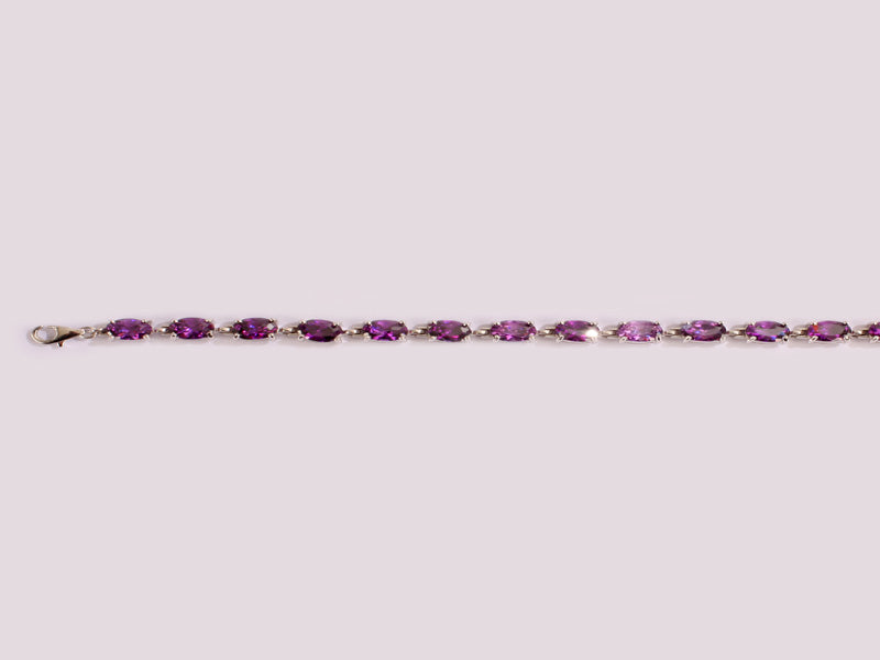 Amethyst And White Cubic Zirconia Silver Bracelet