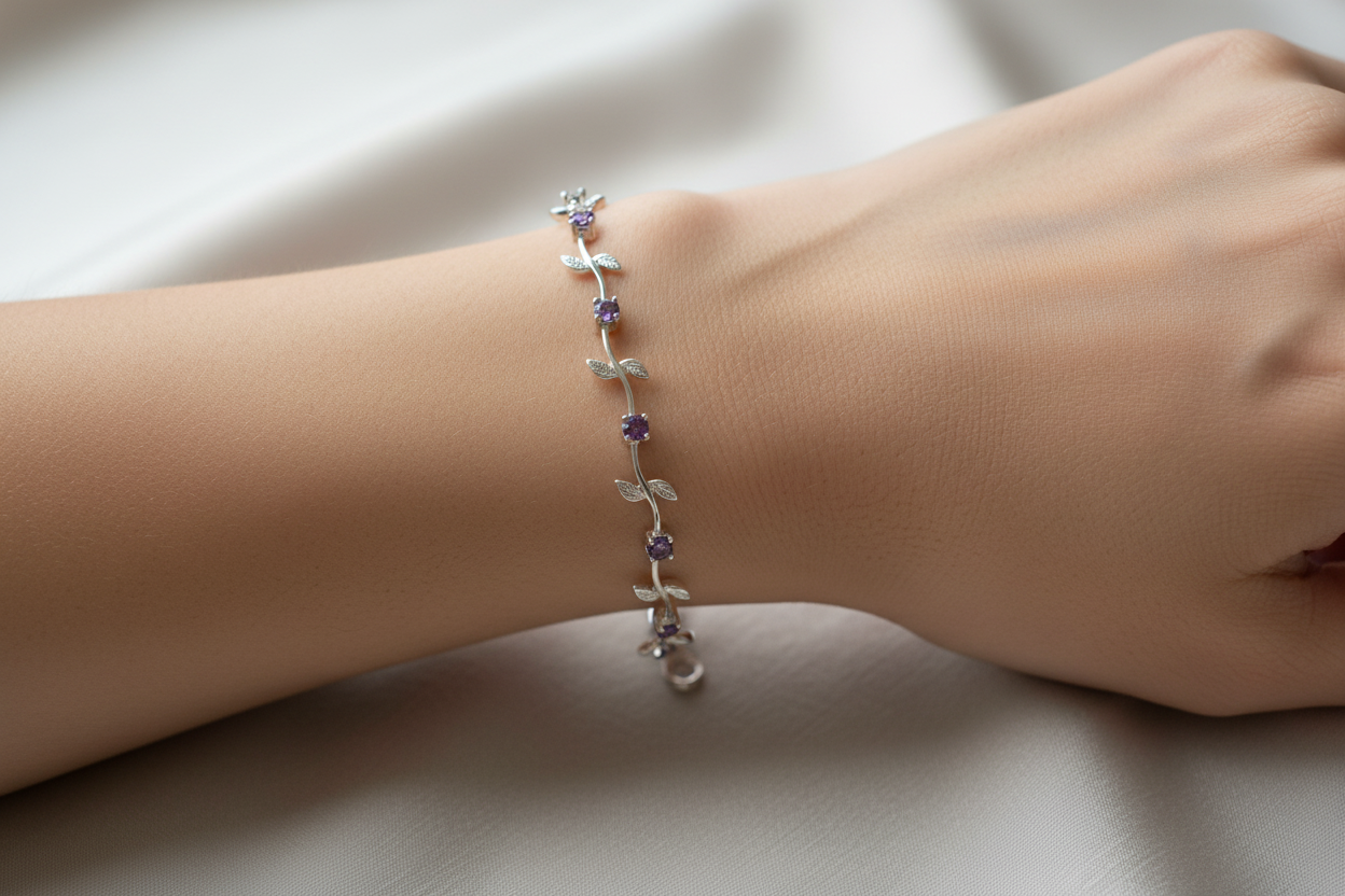Amethyst Cubic Zirconia  Bracelet