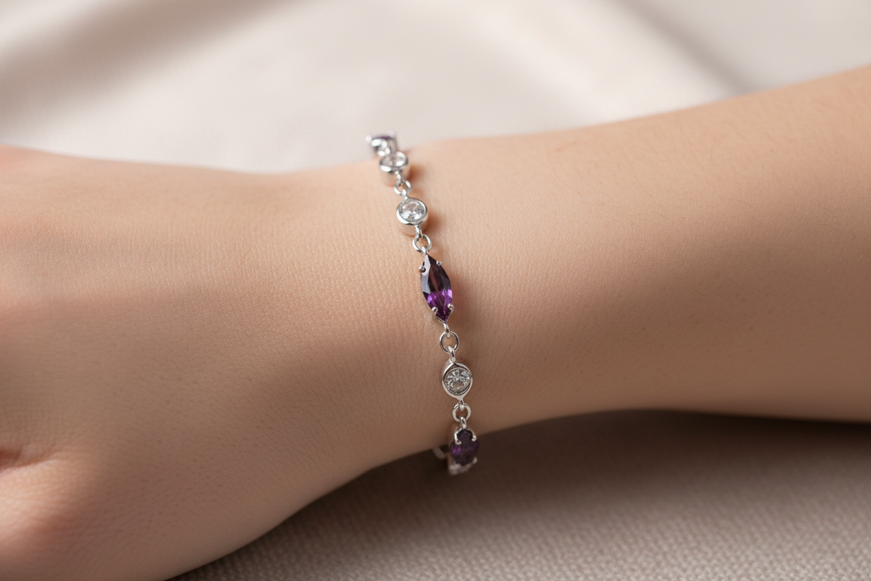 Amethyst Cubic Zirconia  Bracelet