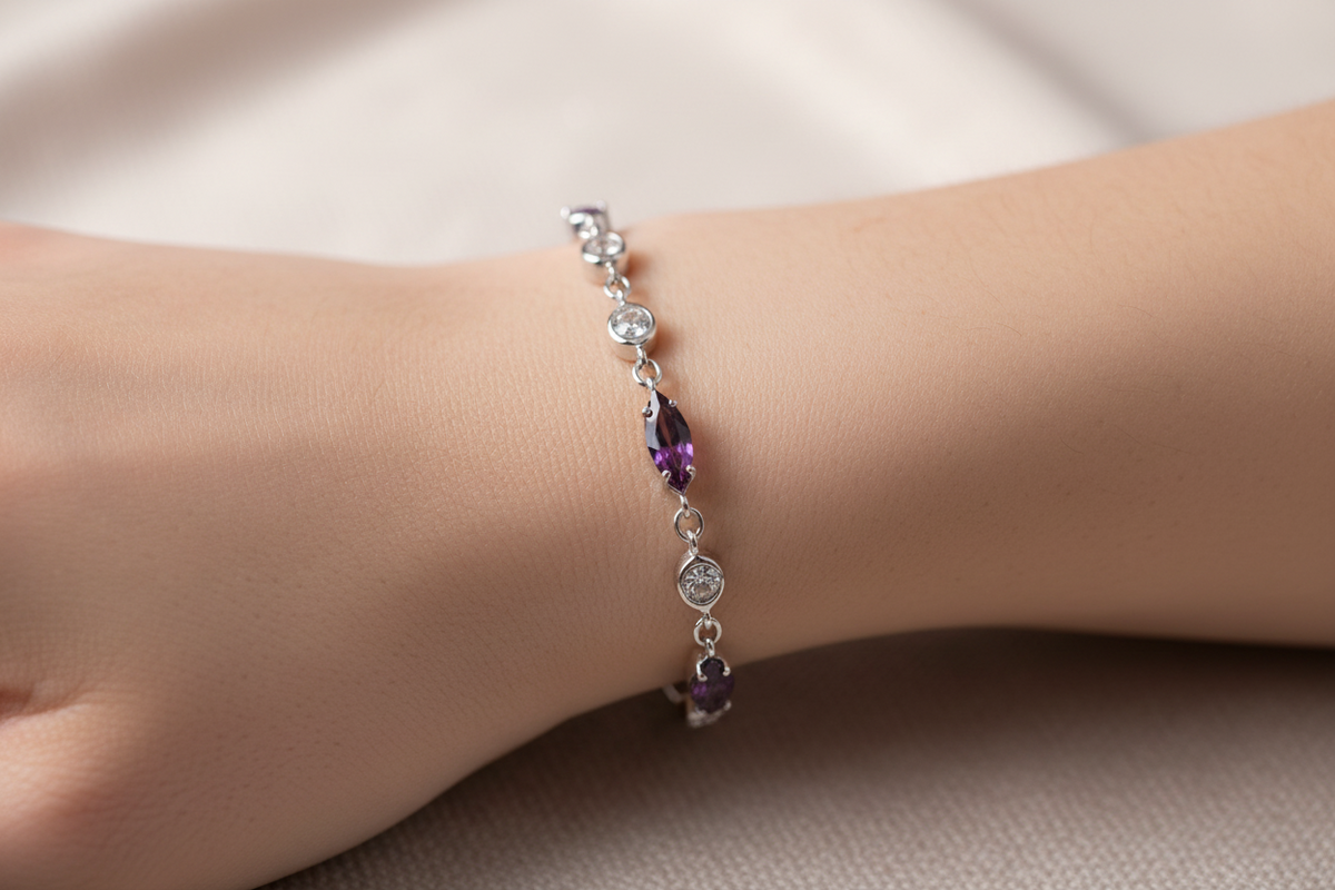 Amethyst Cubic Zirconia  Bracelet