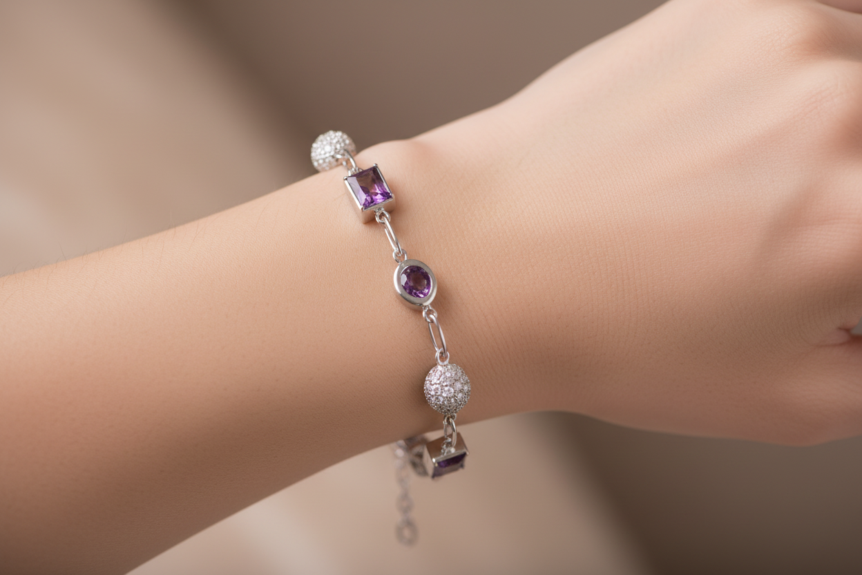Amethyst Cubic Zirconia  Bracelet