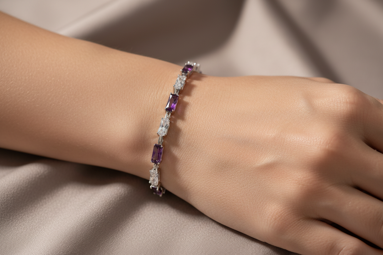 Amethyst Cubic Zirconia  Bracelet