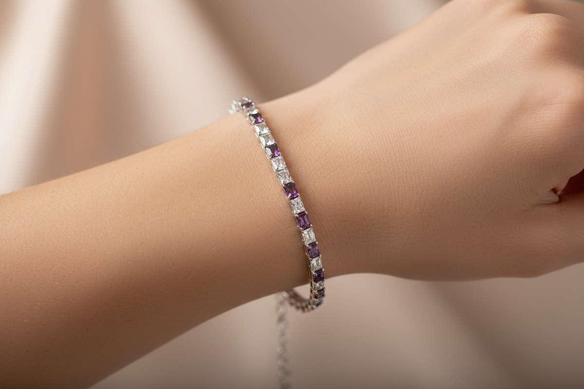 Amethyst Cubic Zirconia  Bracelet