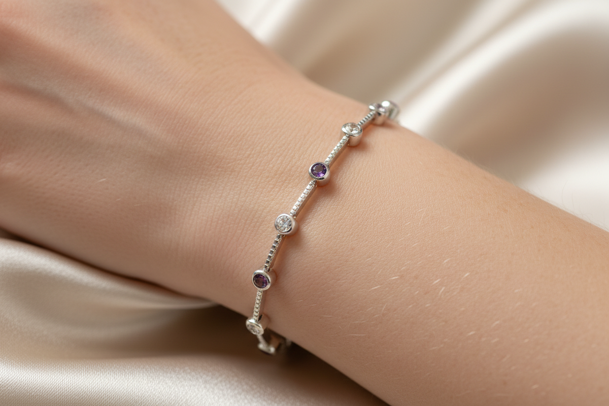 Amethyst Cubic Zirconia  Bracelet