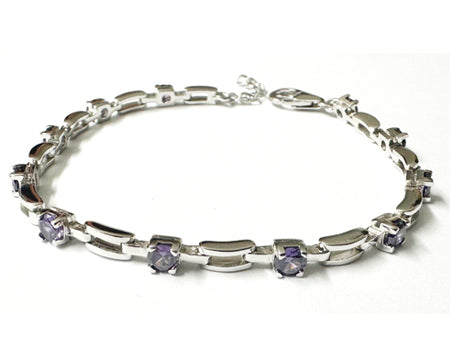 Amethyst Cubic Zirconia Silver Bracelet