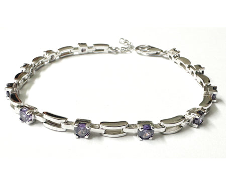 Amethyst Cubic Zirconia Silver Bracelet