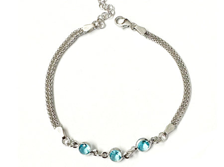 Aqua Cubic Zirconia Silver Bracelet