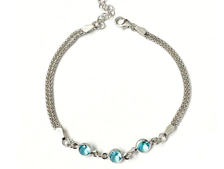 Aqua Cubic Zirconia Silver Bracelet