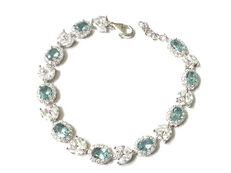 Aquamarine & White Cubic Zirconia Bracelet