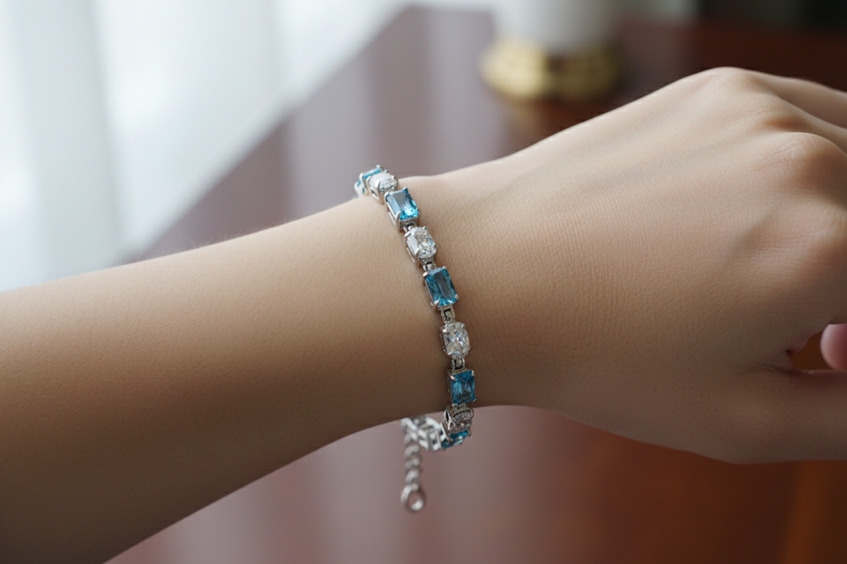 Aquamarine Cubic Zirconia Bracelet