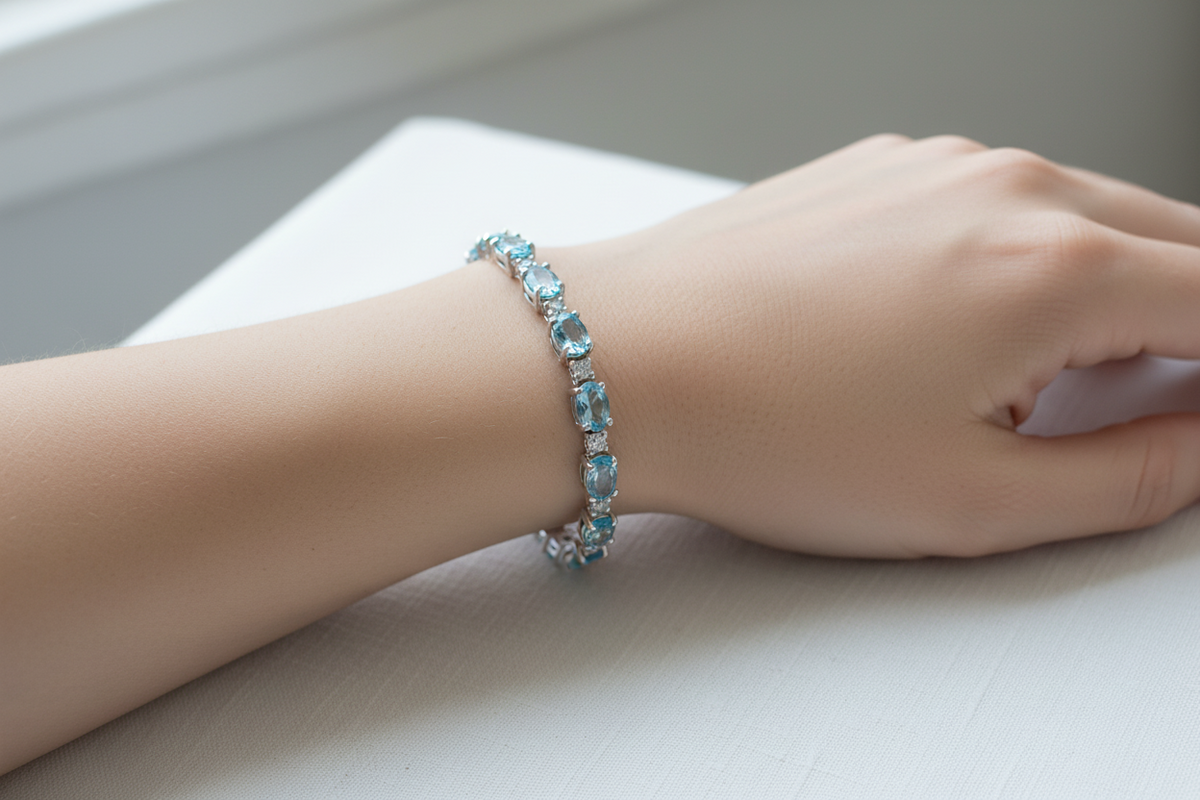 Aquamarine Cubic Zirconia Bracelet