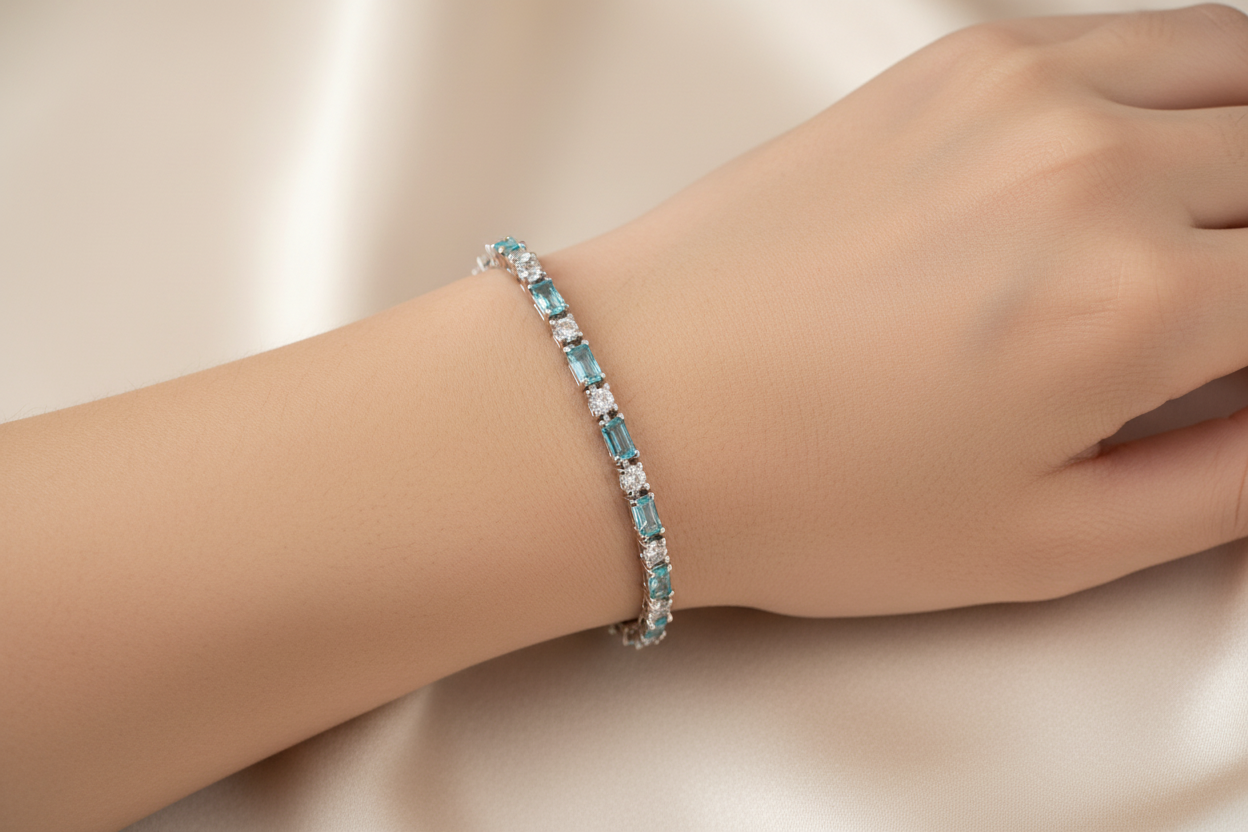 Aquamarine Cubic Zirconia Bracelet