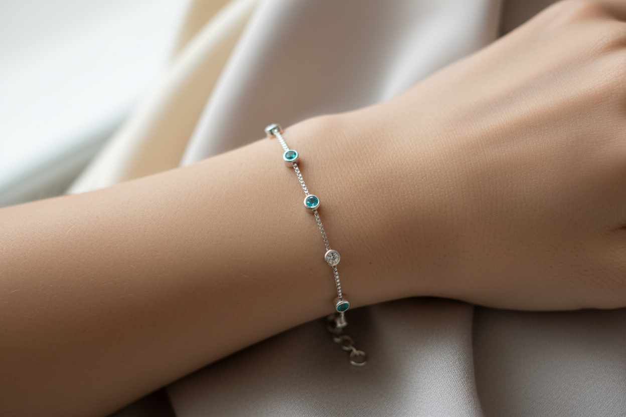 Aquamarine Cubic Zirconia Bracelet