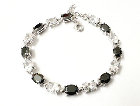 Black And White Cubic Zirconic Silver Bracelet