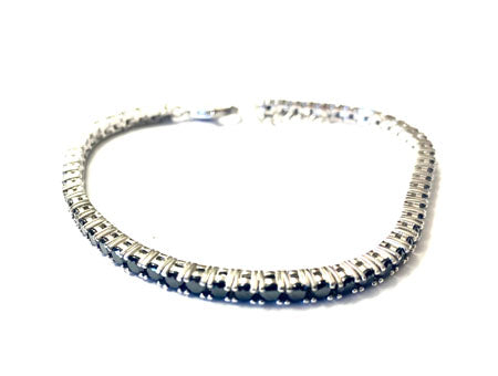 Black Cubic Zirconia Claw Set Tennis  Silver 3mm Stone Bracelet