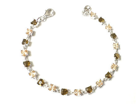 Champagne/Smokey Quartz Silver Bracelet