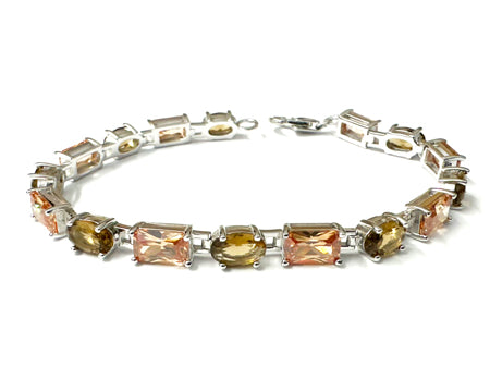 Champagne/Smokey Quartz Silver Bracelet